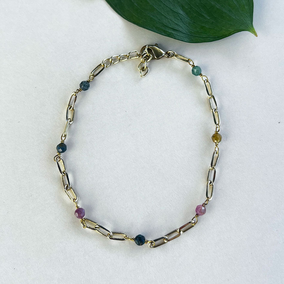 Fair trade tourmaline chain bracelet