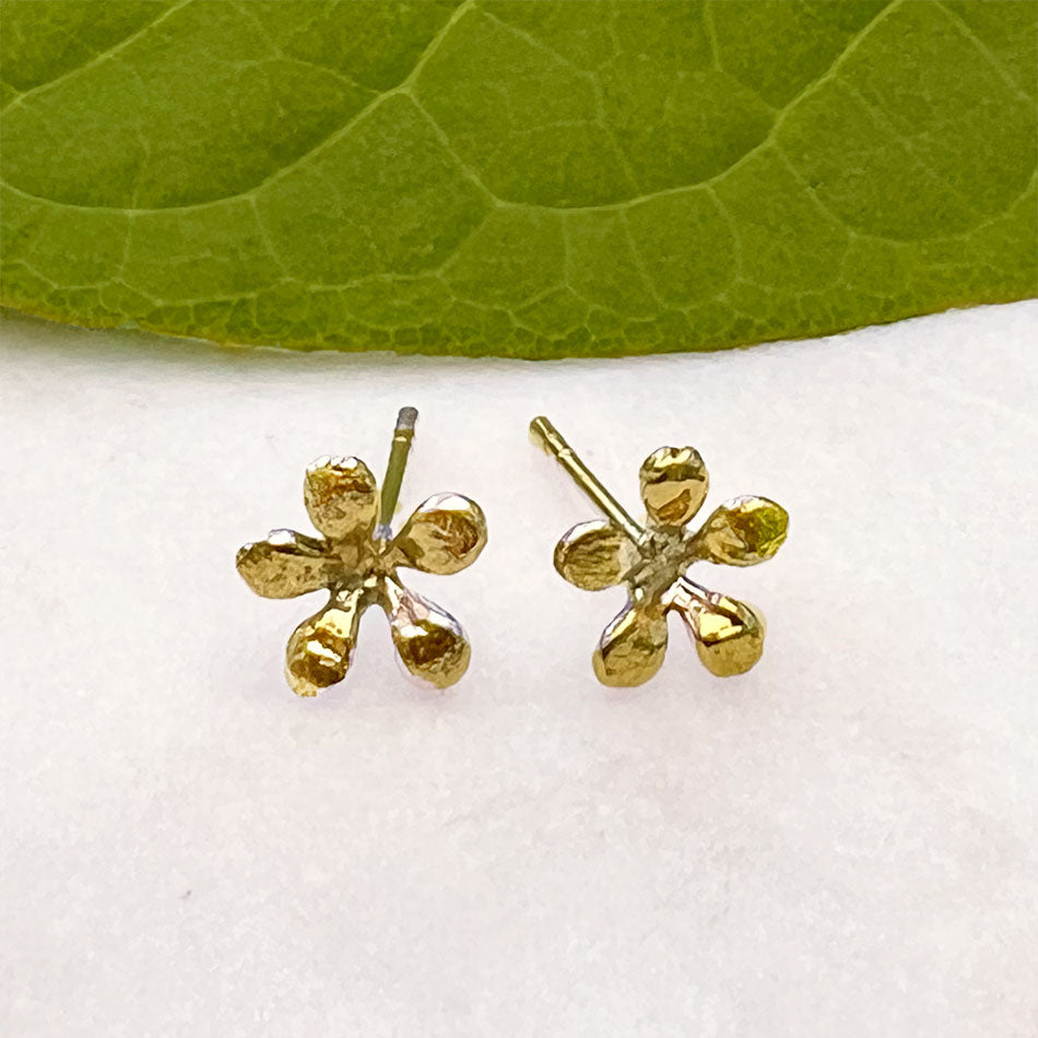 Fair trade brass daisy studs earrings