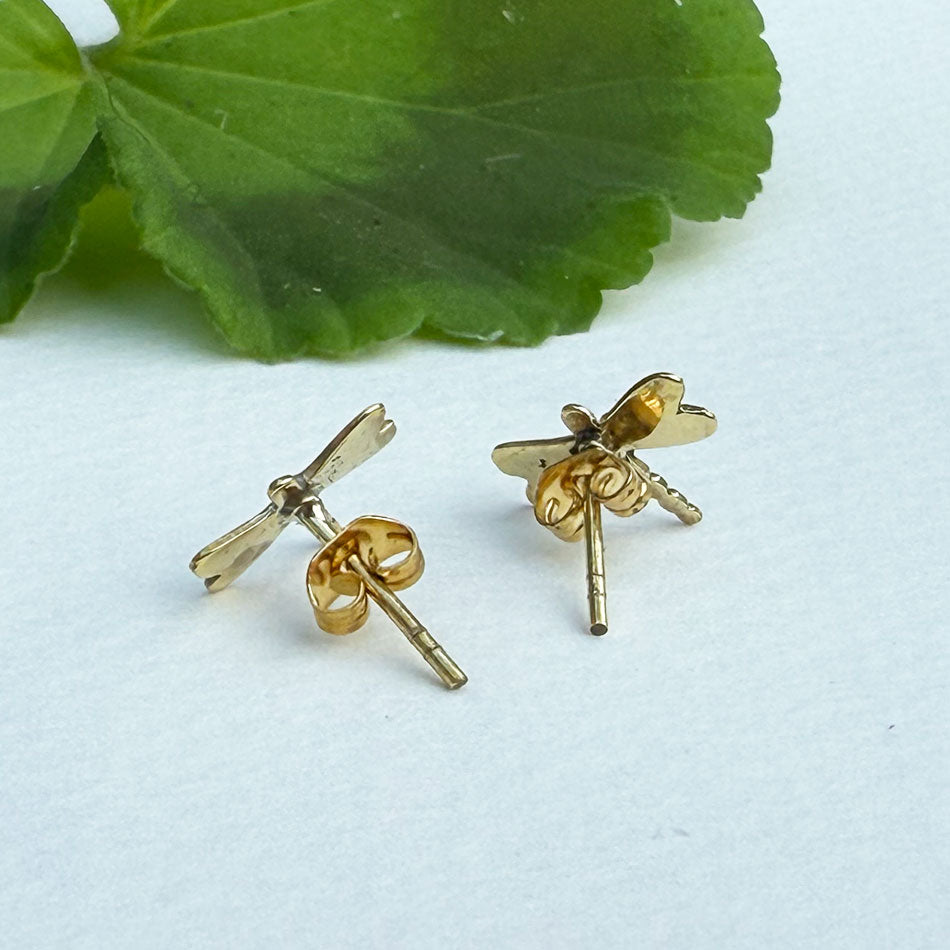 Abalone Dragonfly Studs - Brass, Indonesia