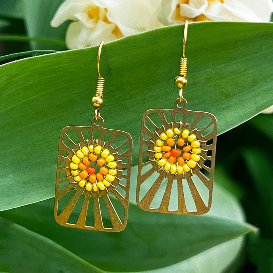Fair trade sun bead earrings