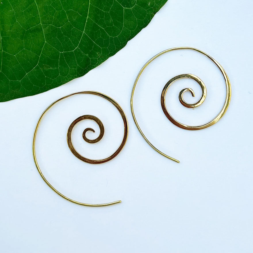 Fair trade brass earrings handmade in Bali