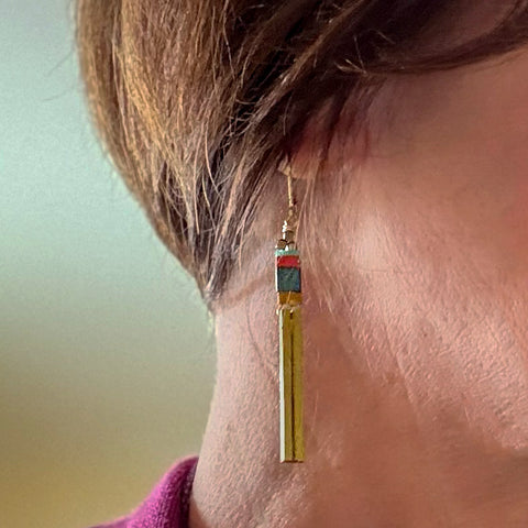 Fair trade brass miyuke earrings handmade by artisans in Guatemala