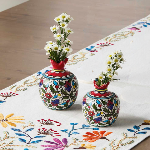 Hand-painted colorful floral bud vases ceramic