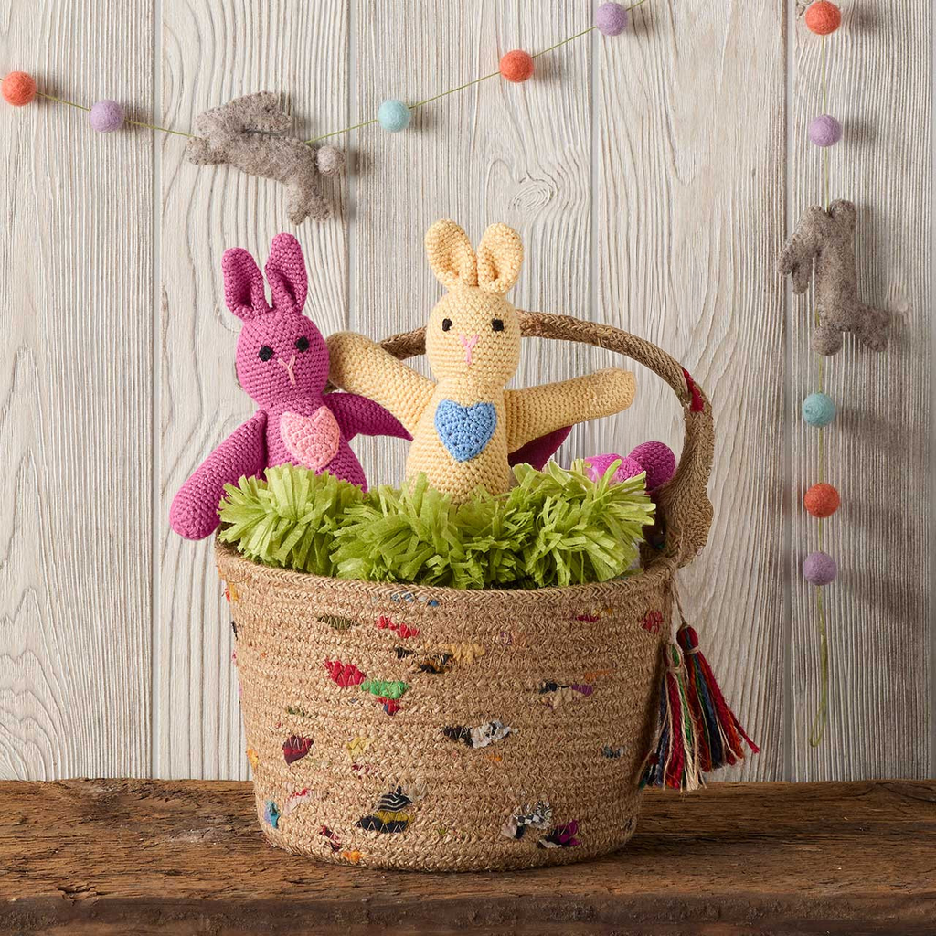 Yellow crocheted bunny toy