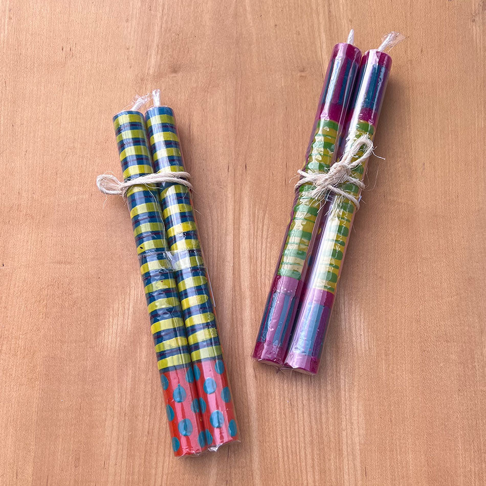 Hand Painted Dinner Candles, Set of Two - Carousel , South Africa