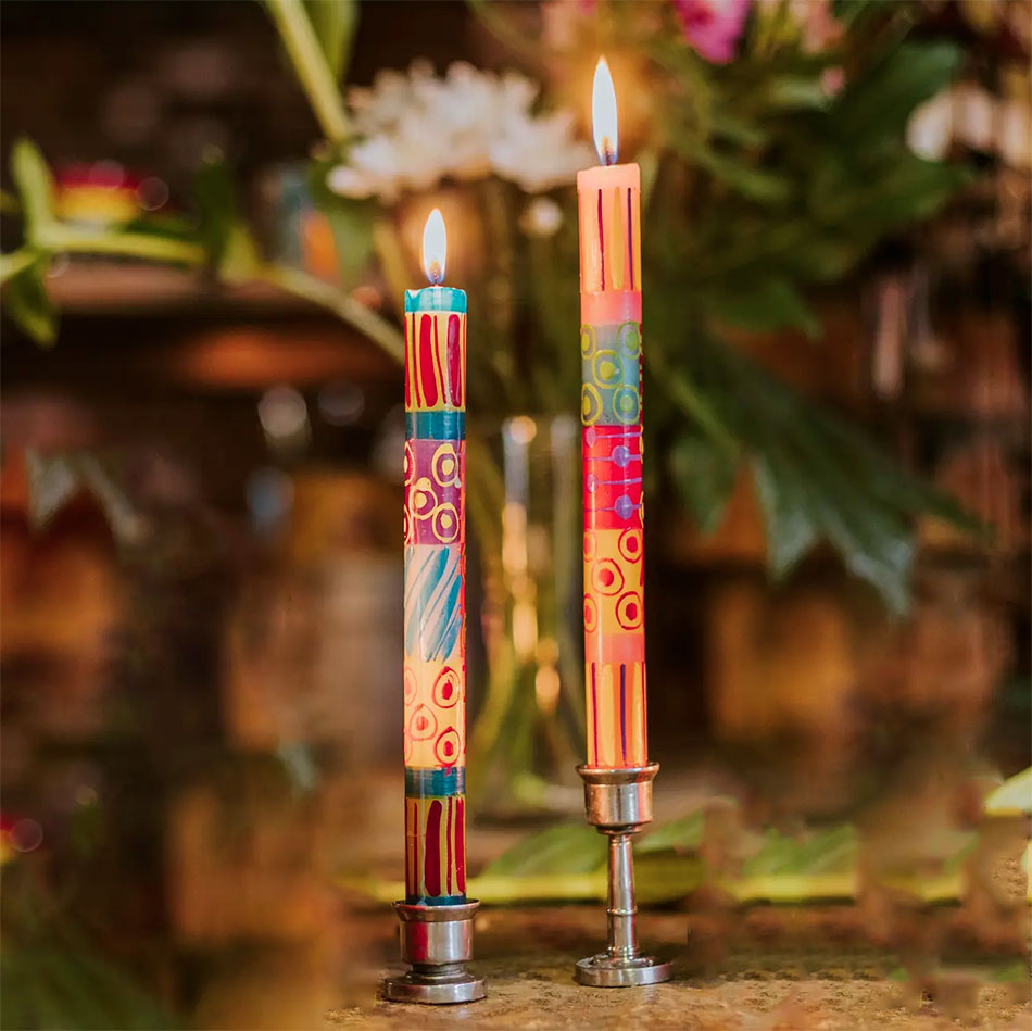 Hand Painted Dinner Candles, Set of Two - Carousel , South Africa