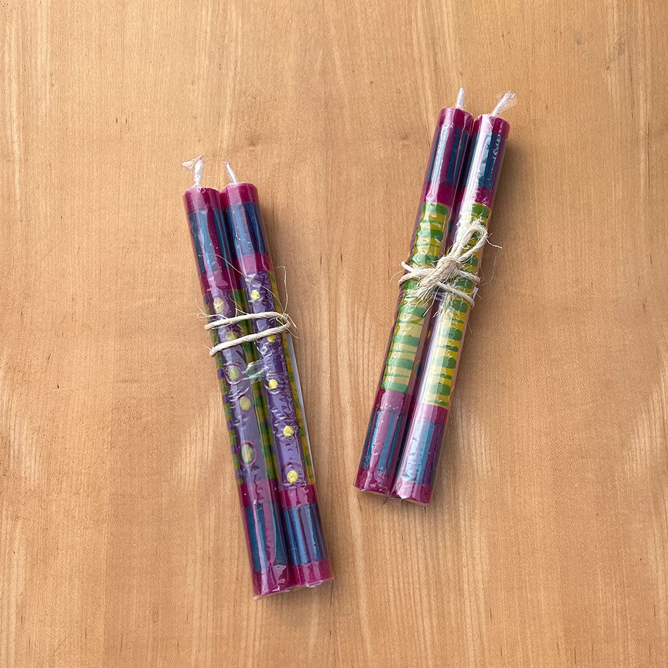 Hand Painted Dinner Candles, Set of Two - Carousel , South Africa