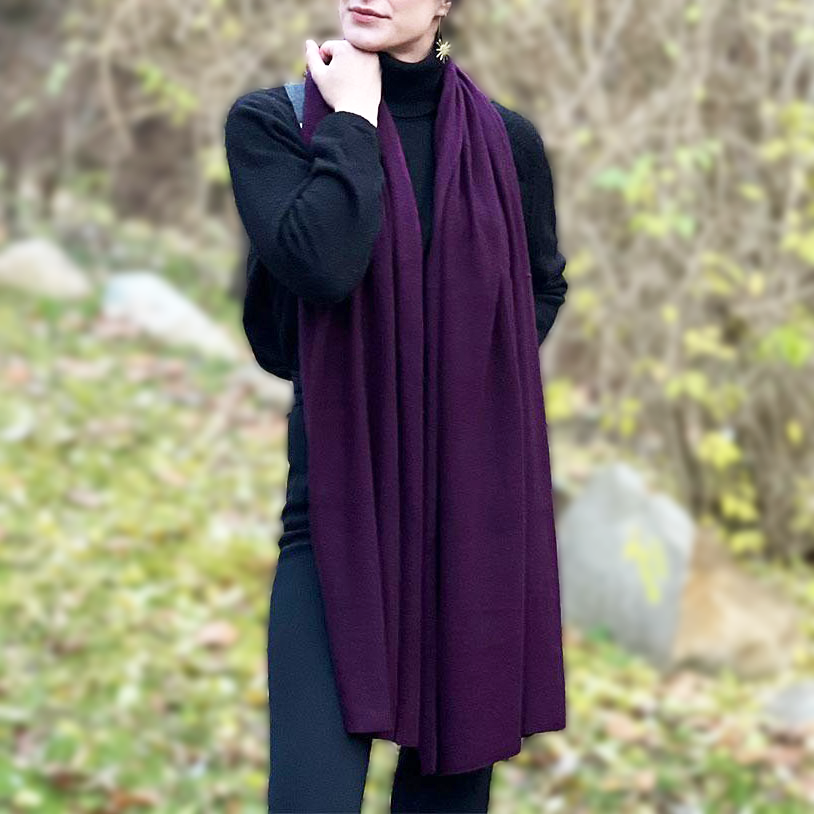 Purple cashmere wrap scarf