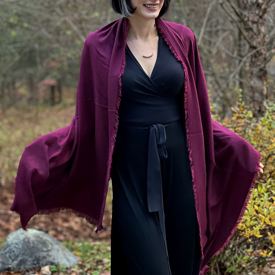 Sumptuous Cashmere/Silk/Cotton Wrap - Merlot, Thailand