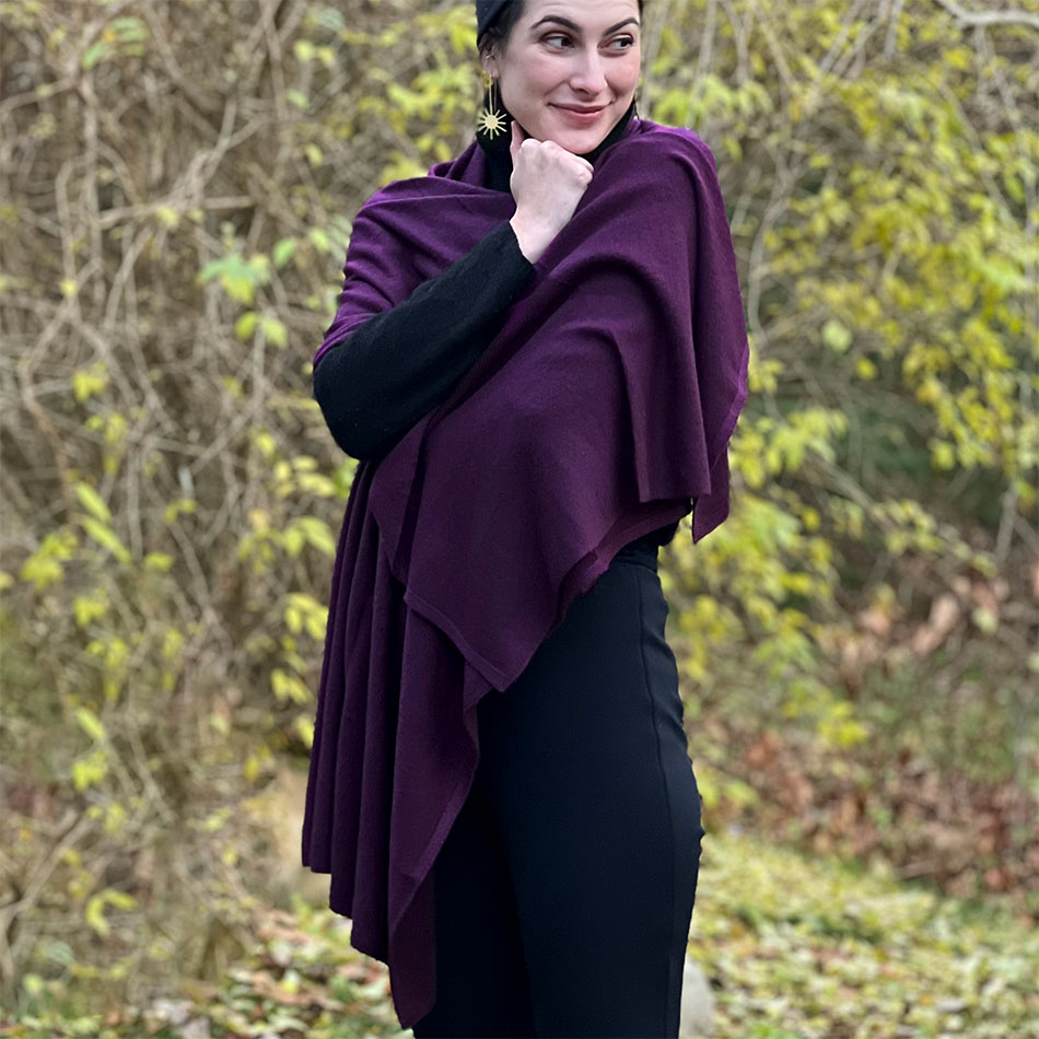 fair trade cashmere scarf wrap purple