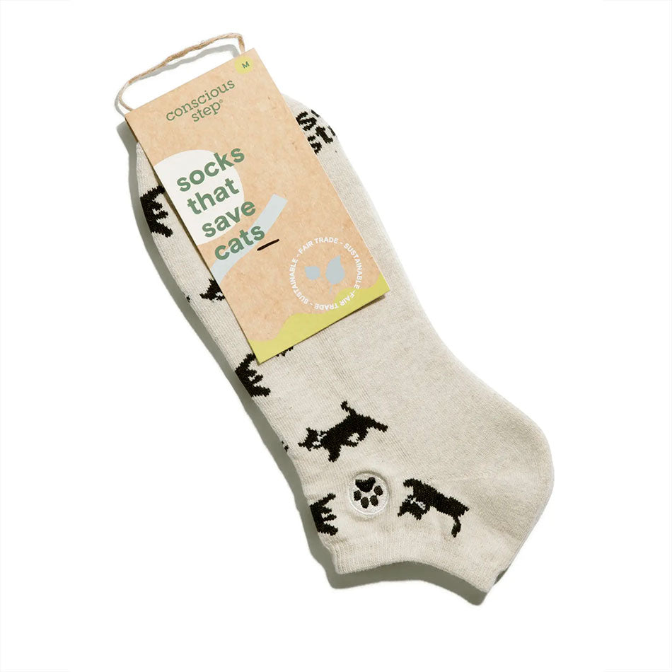Fair trade organic cotton cat ankle socks