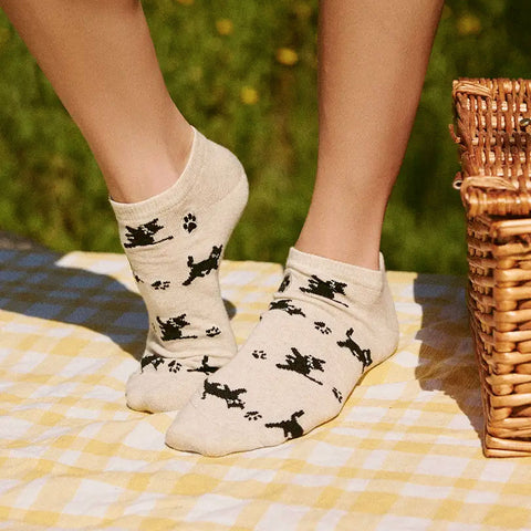 Fair trade organic cotton cat ankle socks