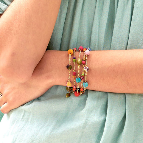 Fair trade recycled sari bracelet