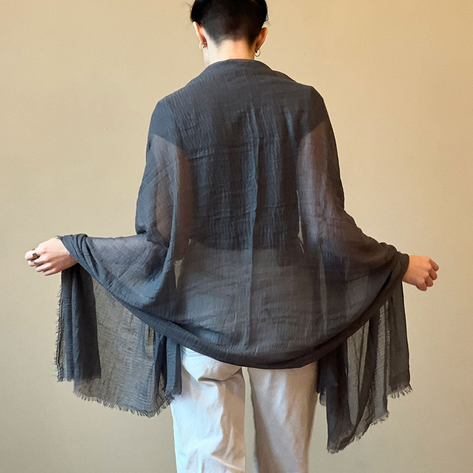 Organic Cotton Boho Scarf/Wrap - Charcoal, Thailand