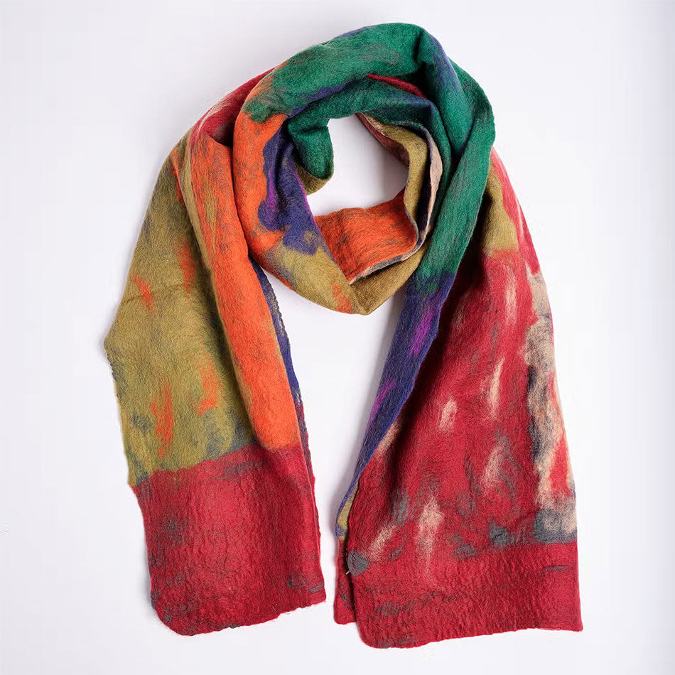 Fair trade felt silk scarf ethically handmade by artisans 