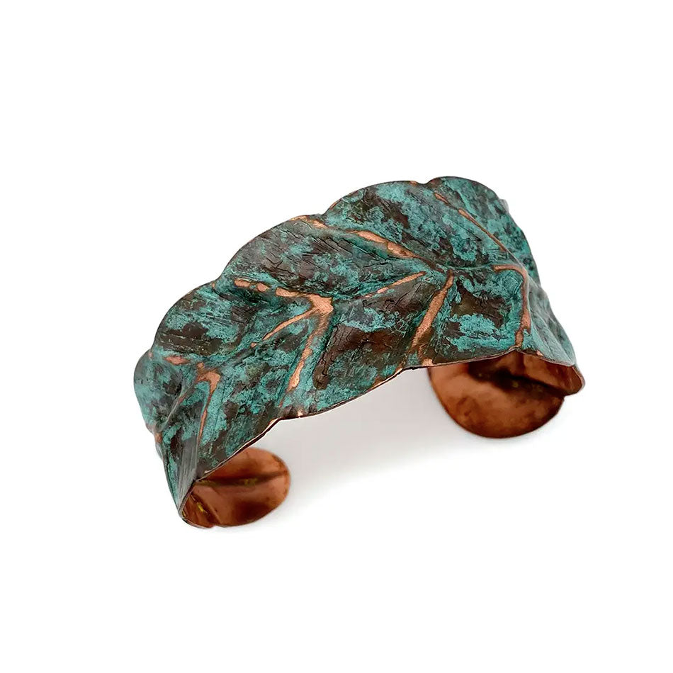 Fair trade copper leaf cuff