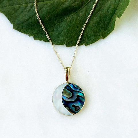 Ethically handmdade abalone mother of pearl necklace