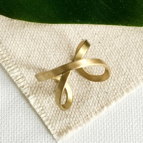 Cross Over Adjustable Ring - Gold, India