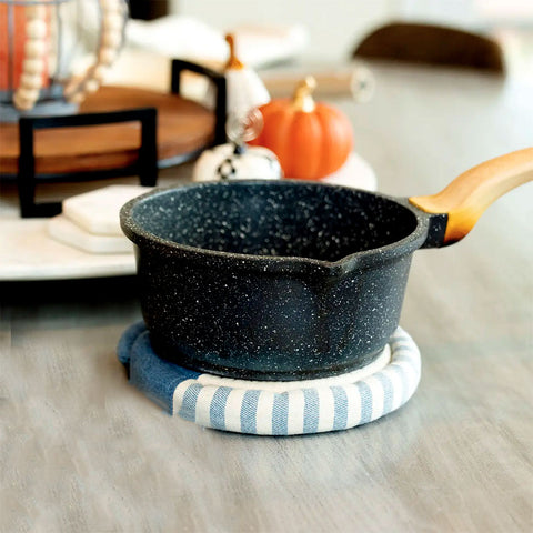 Fair trade recycled denim trivet heat