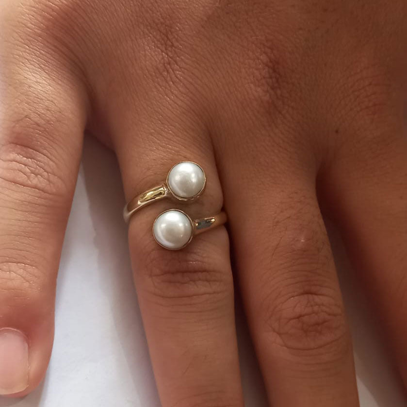 Pearls of Wisdom Adjustable Ring - Brass, Indonesia