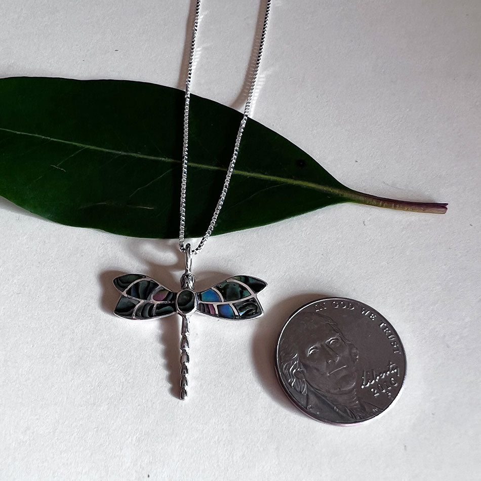 Abalone Dragonfly Necklace - Sterling Silver, Indonesia