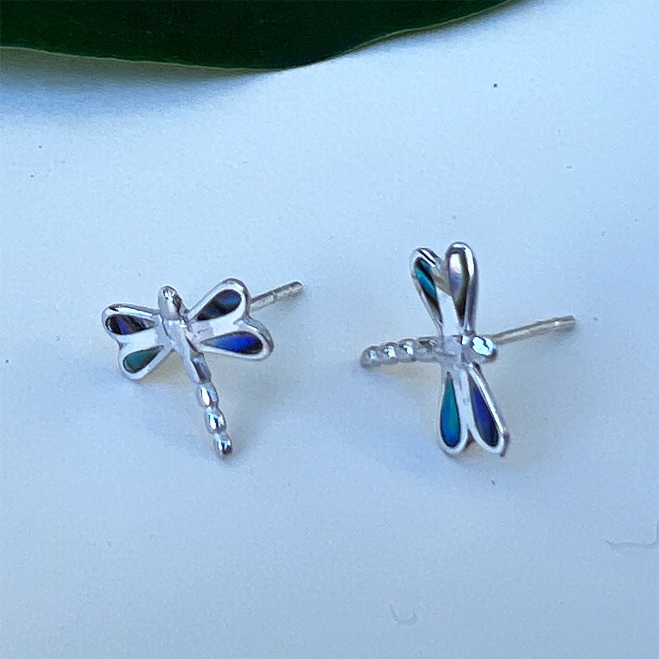 Abalone Dragonfly Studs - Sterling Silver, Indonesia