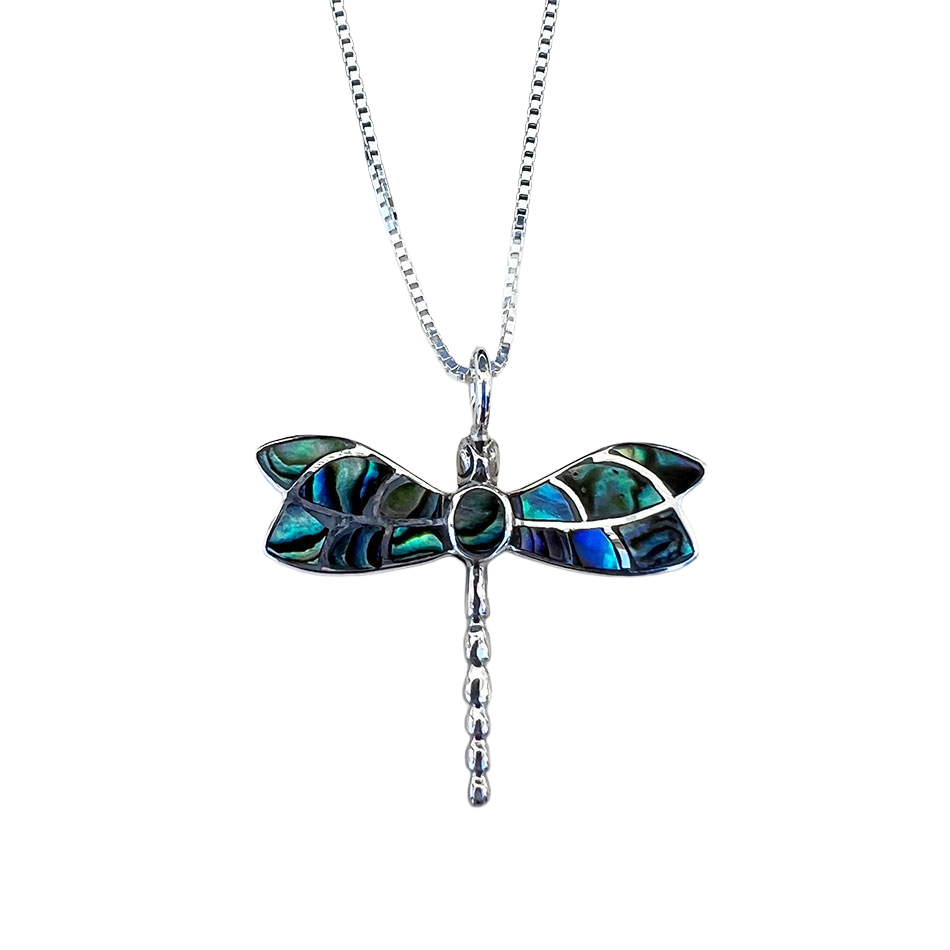 Abalone Dragonfly Necklace - Sterling Silver, Indonesia