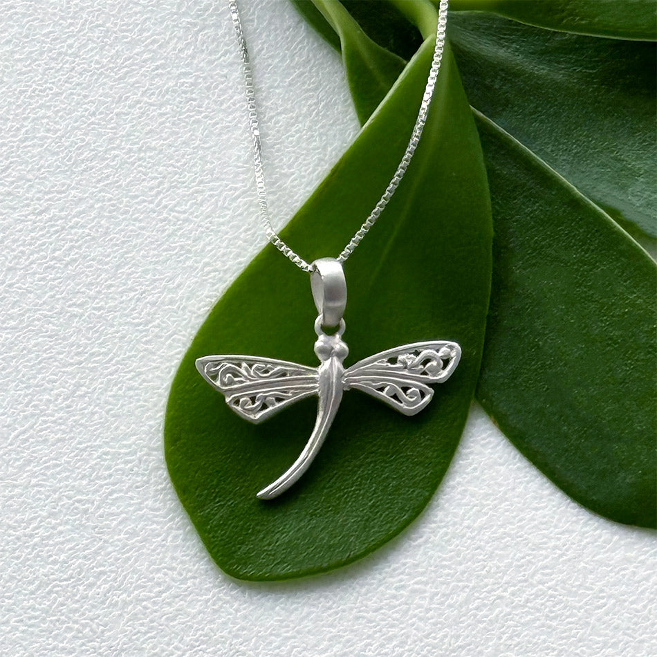 Fair trade sterling silver dragonfly necklace