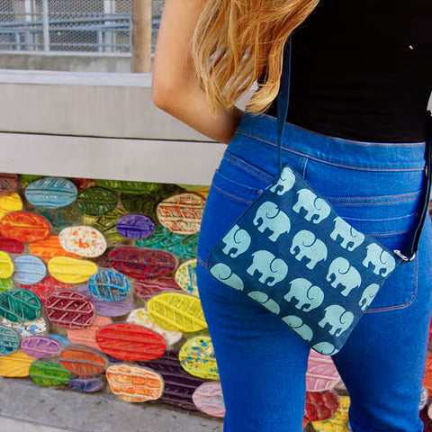 recycled cotton fair trade elephant bag