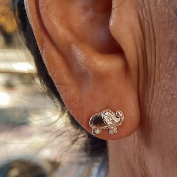 Abalone Elephant Studs - Sterling Silver, Indonesia