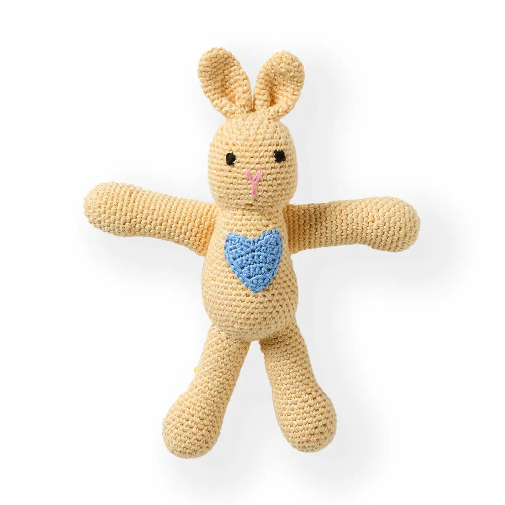 Yellow crocheted bunny toy