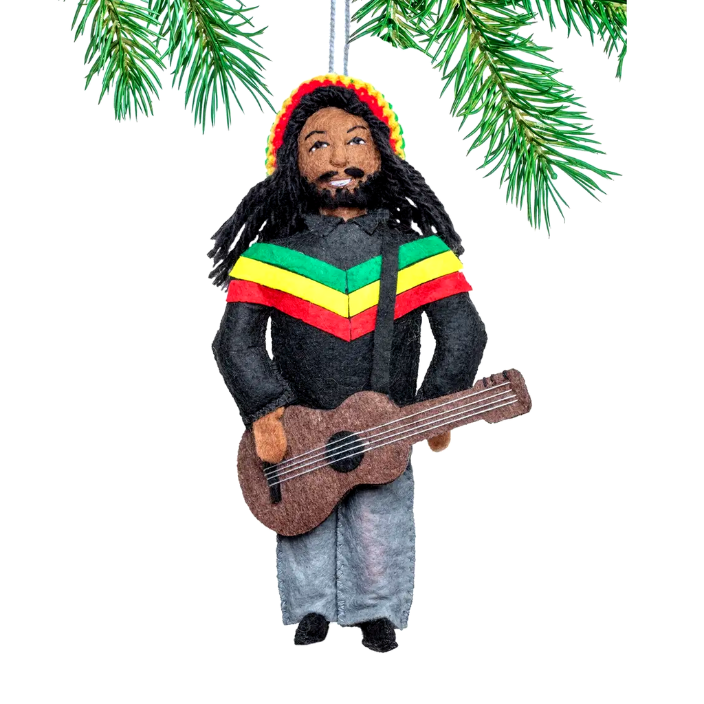Bob Marley felted ornament with guitar