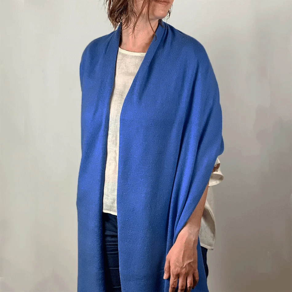 Cobalt blue cashmere wrap scarf