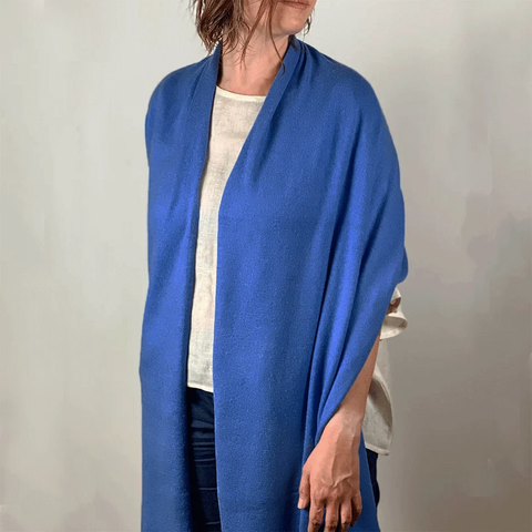 Cobalt blue cashmere wrap scarf