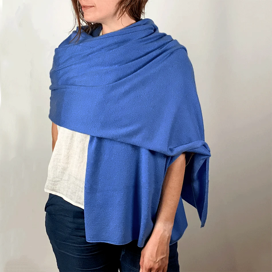 Cobalt blue cashmere wrap scarf