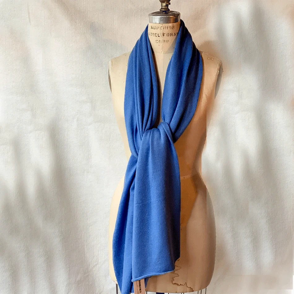 Cobalt blue cashmere wrap scarf