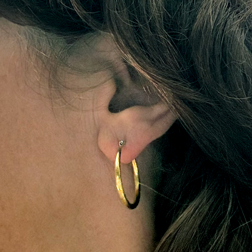 Brass hoops earrings with sterling silver ear wire