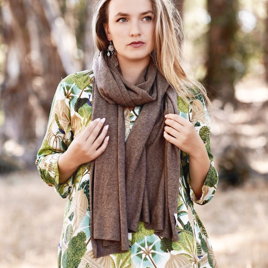 Brown cashmere wrap scarf