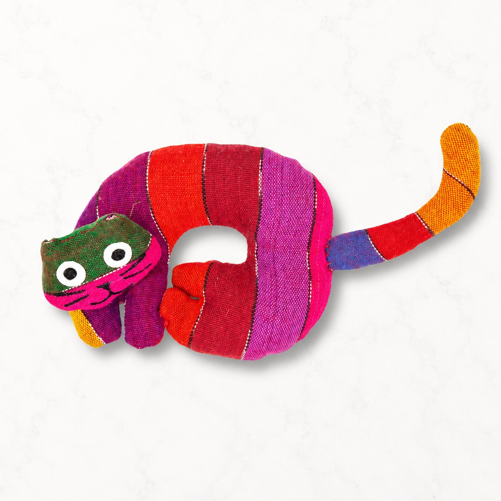Rainbow colored cotton mug trivet cat design