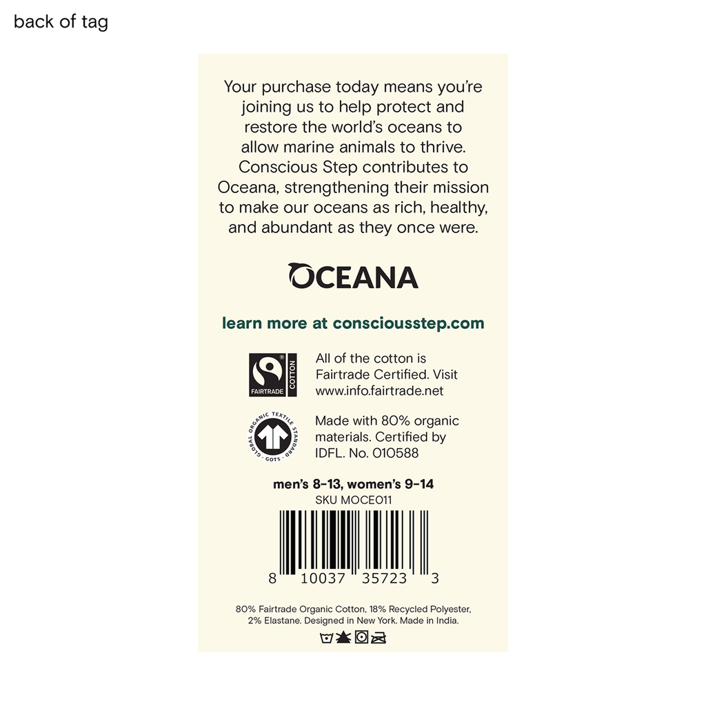 Back of tag of dolphin socks