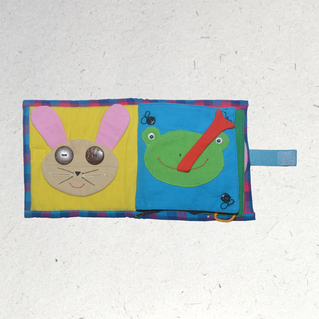 Kid's cotton book open bunny frog