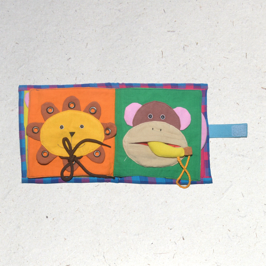 Kid's cotton book open monkey lion