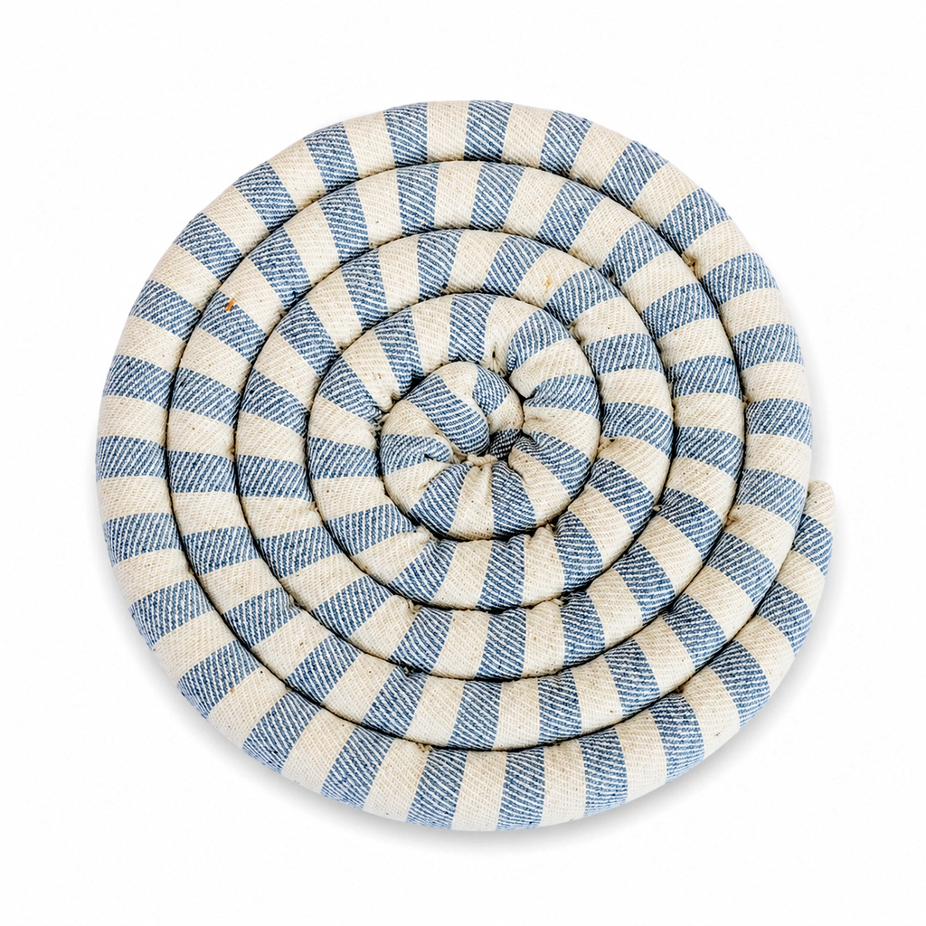 Blue denim and white striped spiral trivet