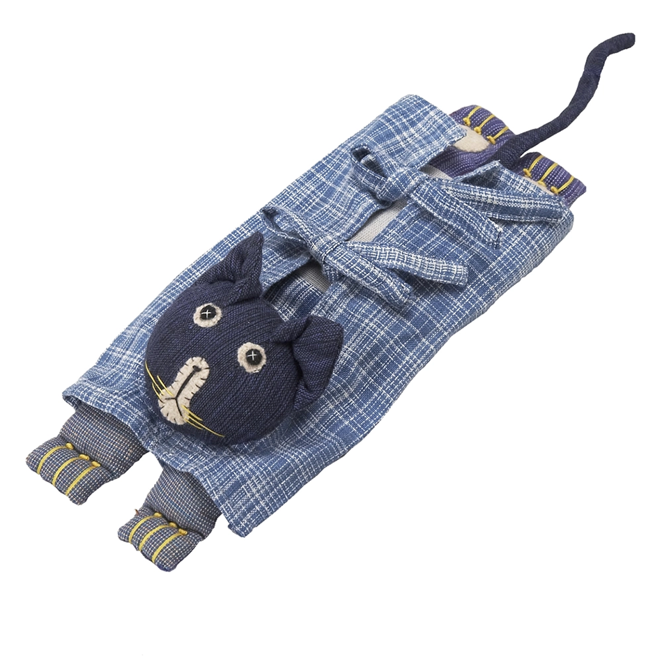 Cotton eye pillow with cat design and flax inside