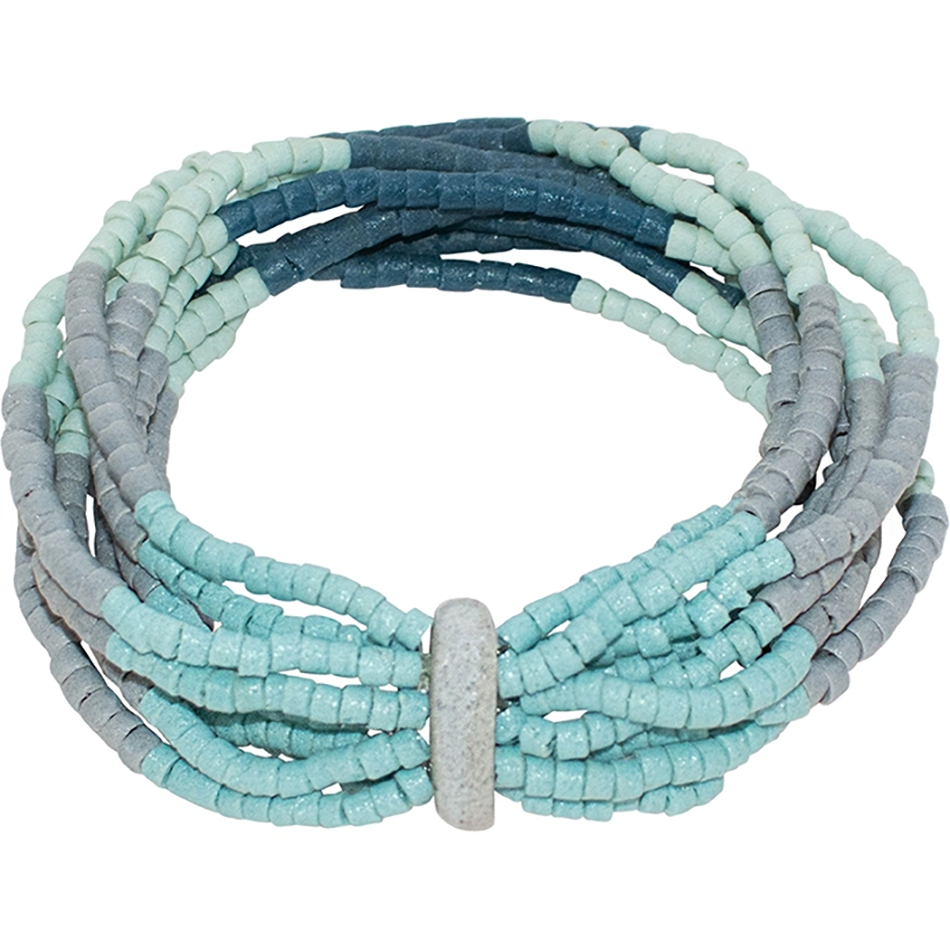 Glass bracelet blue and gray strands of beads