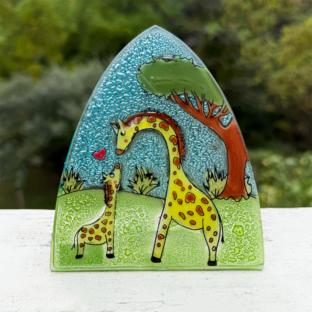 Glass night light with giraffe design