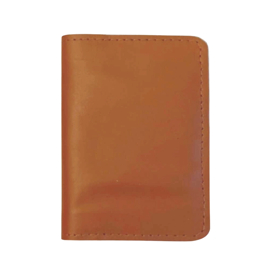 Tan leather passport holder front