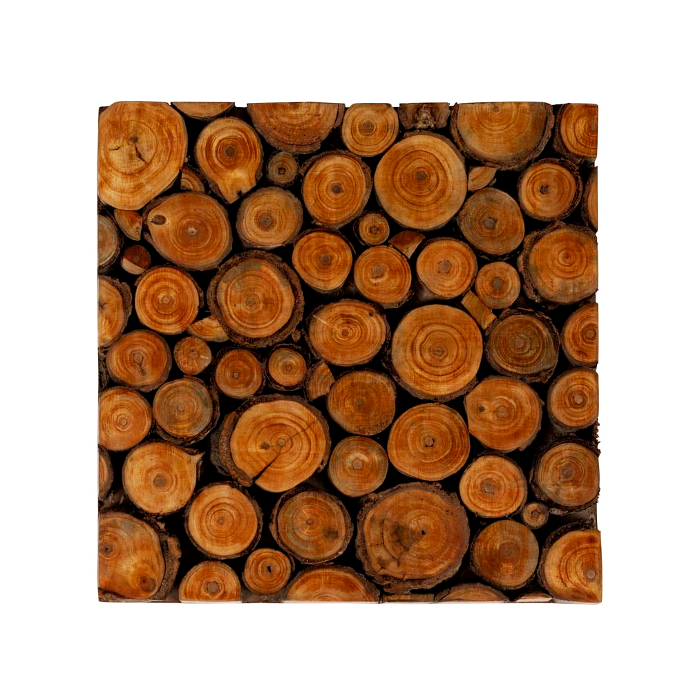 Square trivet made out of slices of mango wood