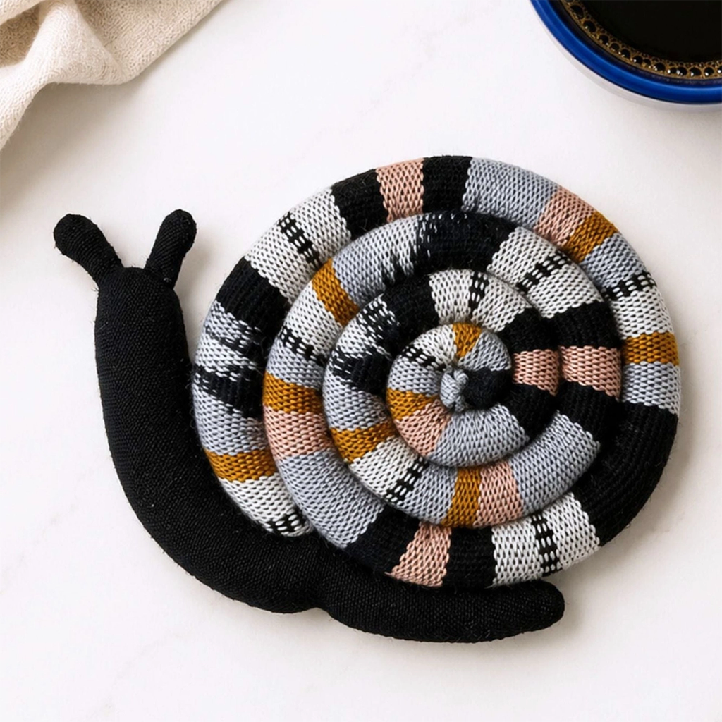 Spiral trivet with snail design brown black gray