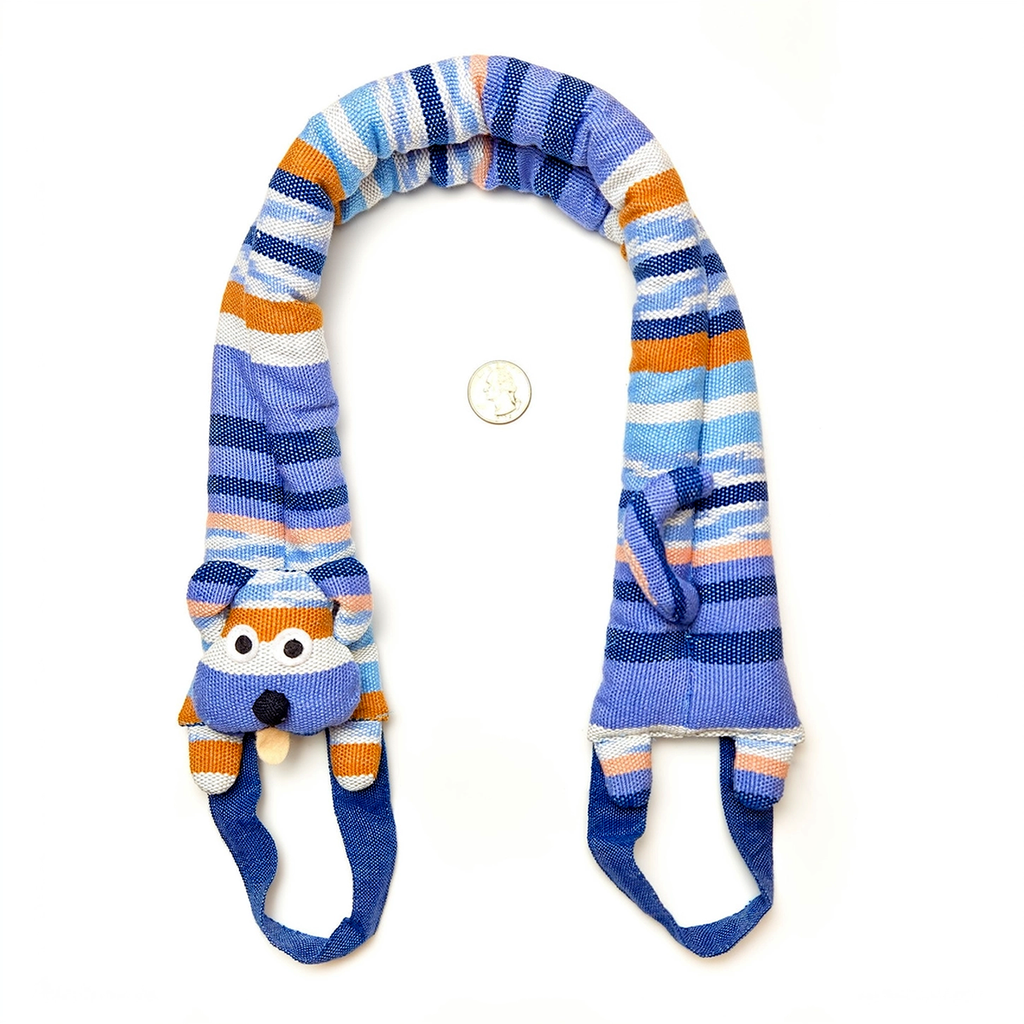 Neck wrap warmer with stripes and dog design